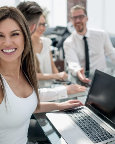 portrait of a successful business woman in the workplace in the office.business concept